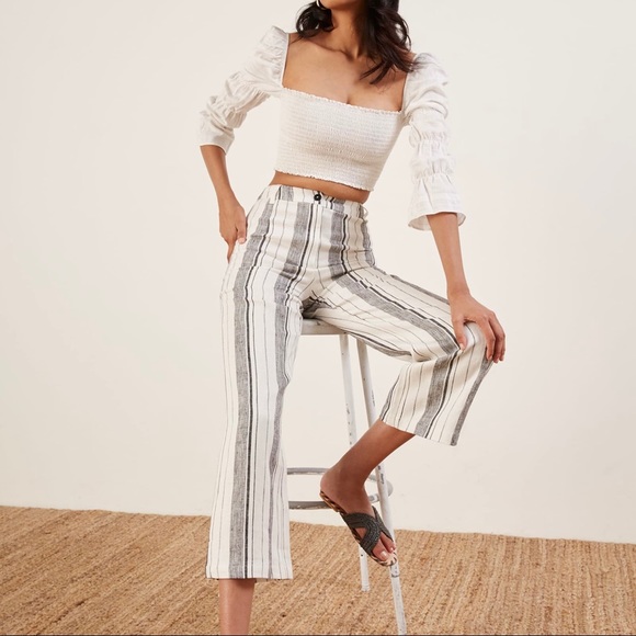 Reformation Pants - Reformation Tahiti Striped Linen Crop Pant